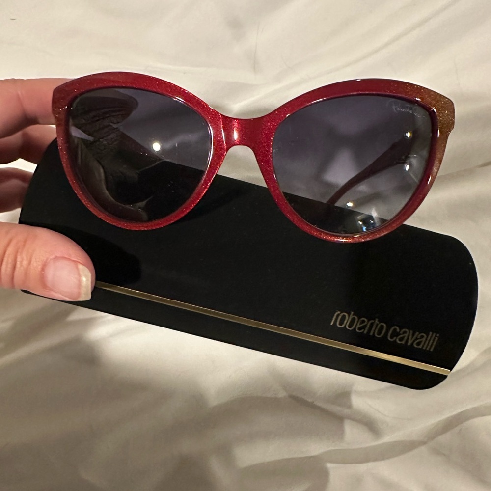 Roberto Cavalli Glittery Red Sunglasses